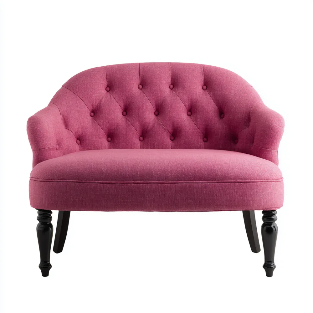 Canapé 2 places - Tissu Rose - Design classique 130x75x80 cm