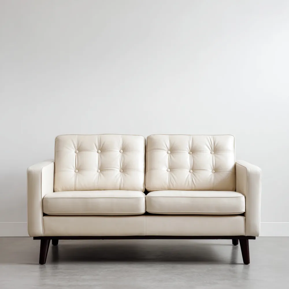 Canapé 2 places en Cuir 145x85x80 cm – Beige – Design Classique