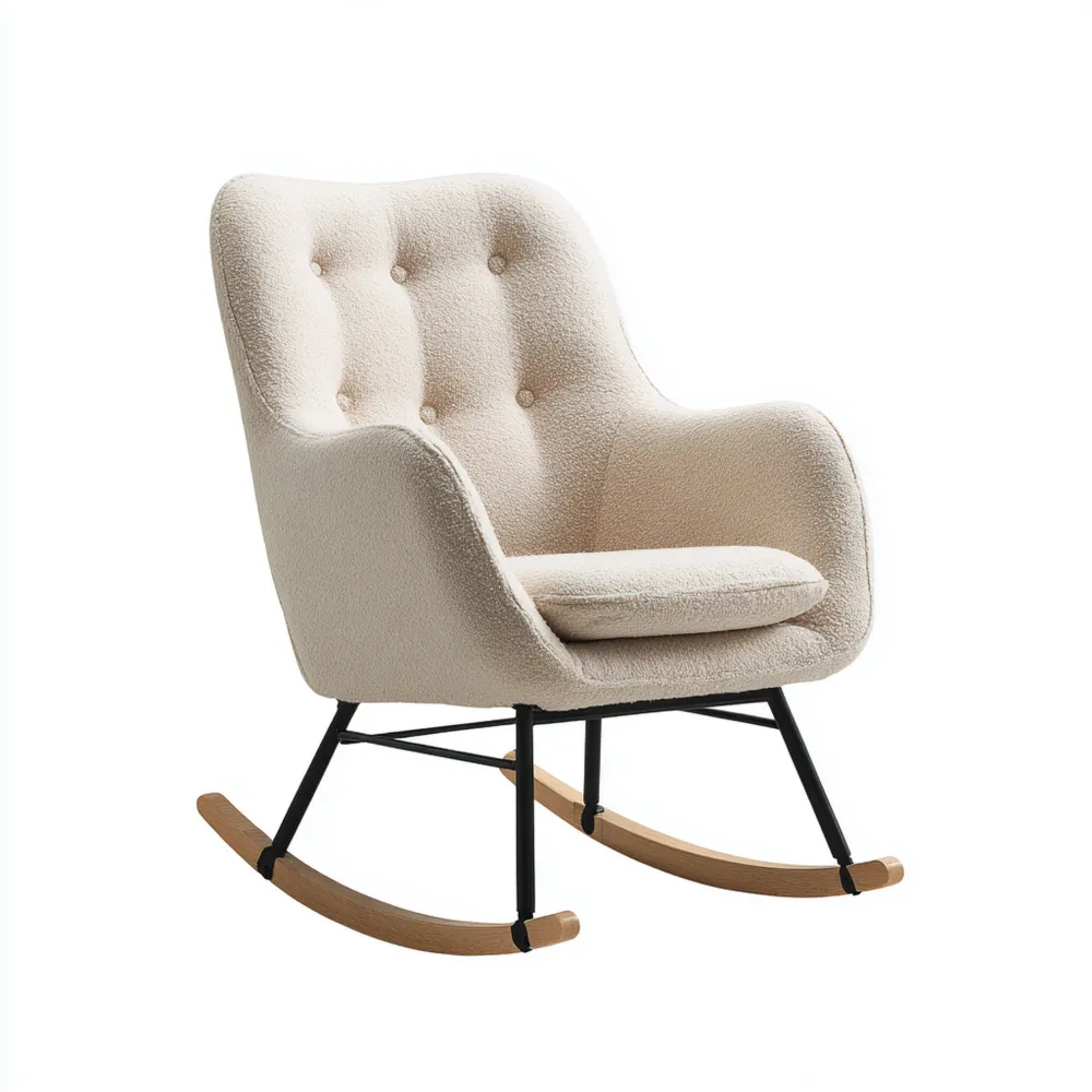 Fauteuil à bascule 75x80x95 cm – Beige – Design moderne