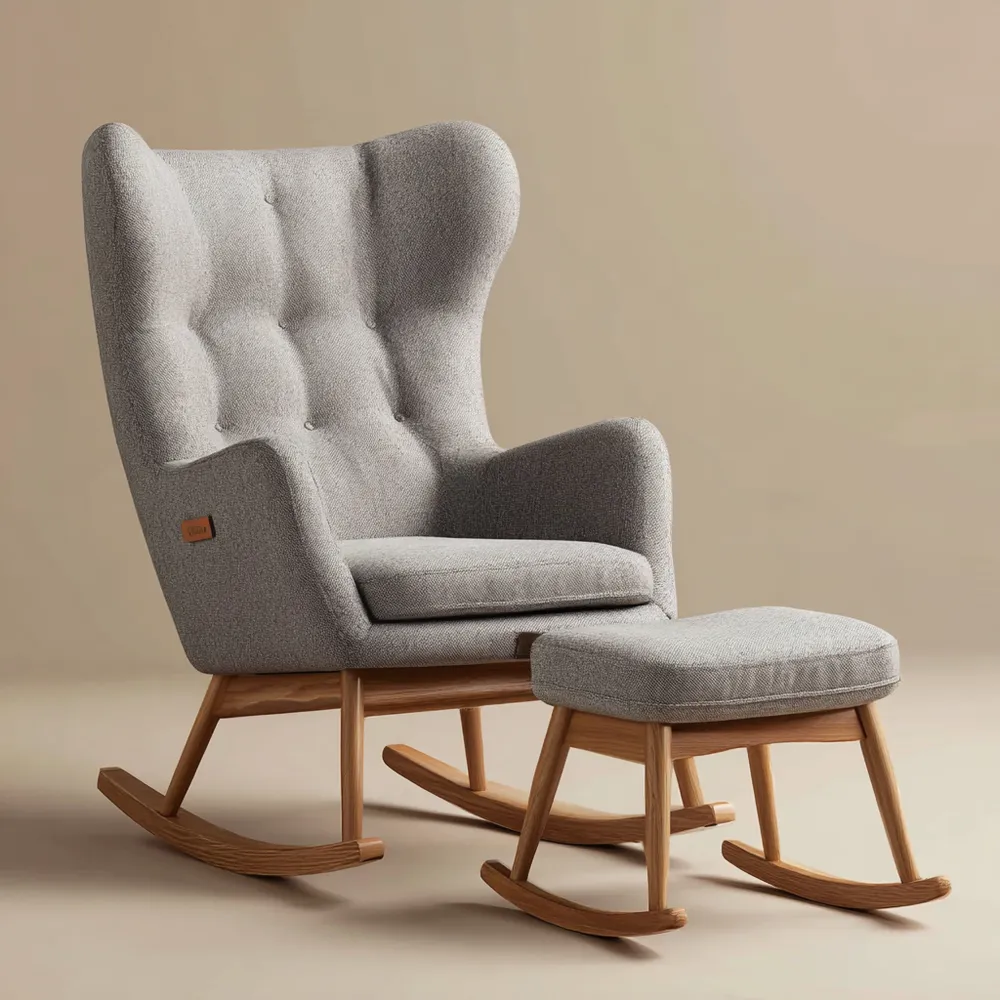 Fauteuil à bascule 70x100x90 cm – Gris – Design moderne