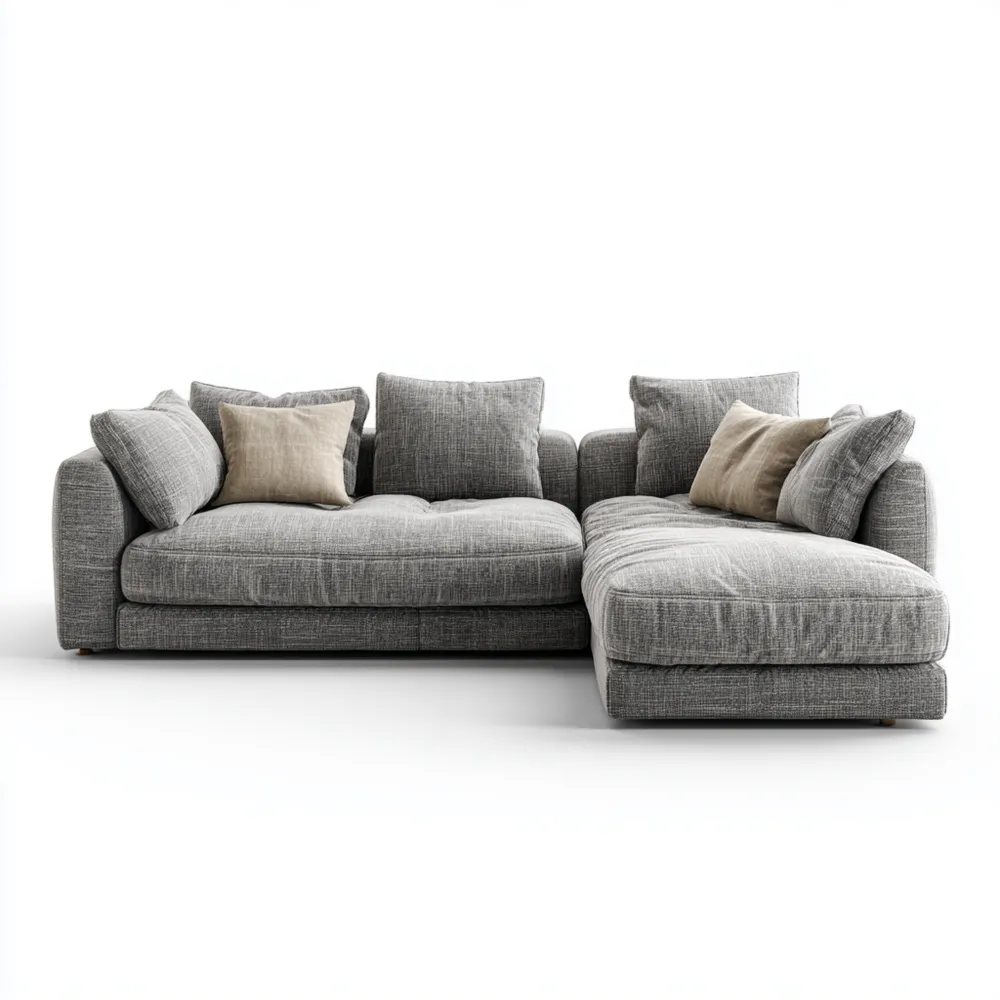 Canapé d'angle modulable 250x160x85 cm en tissu – Gris clair – Design moderne