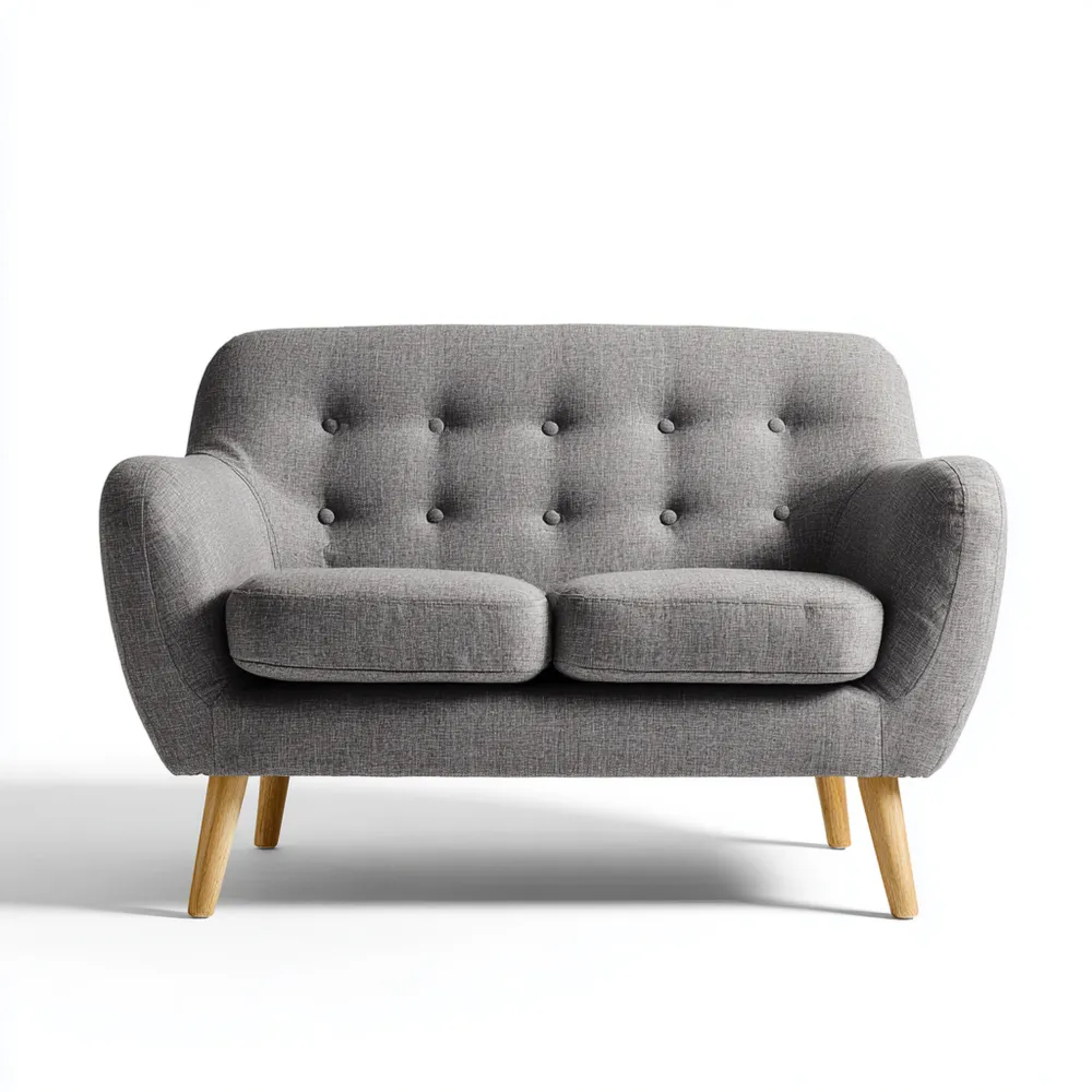 Canapé 2 places Tissu 120x80x75 cm - Gris - Design Scandinave