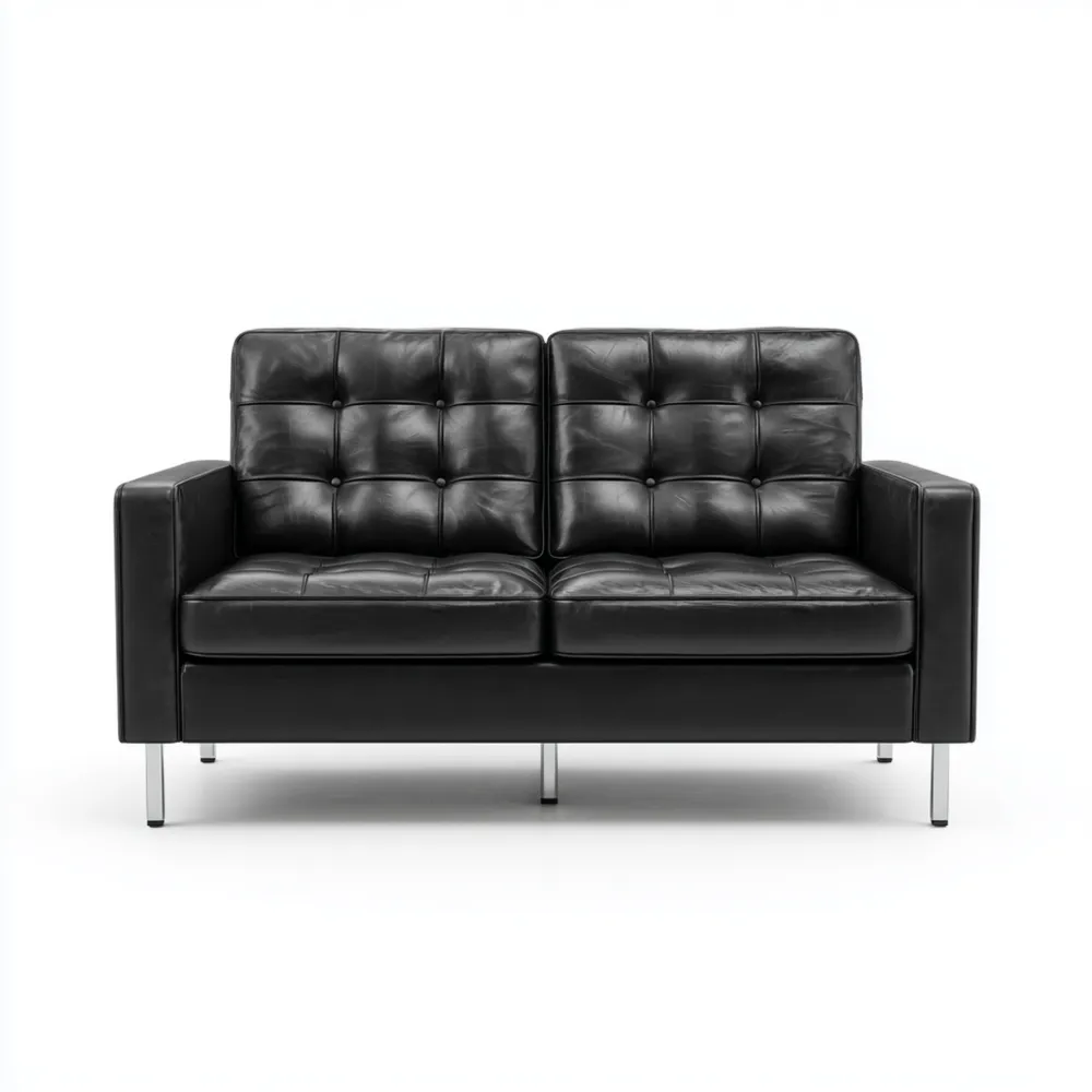 Divano due posti in pelle sintetica 150x80x85 cm - Nero - Design moderno