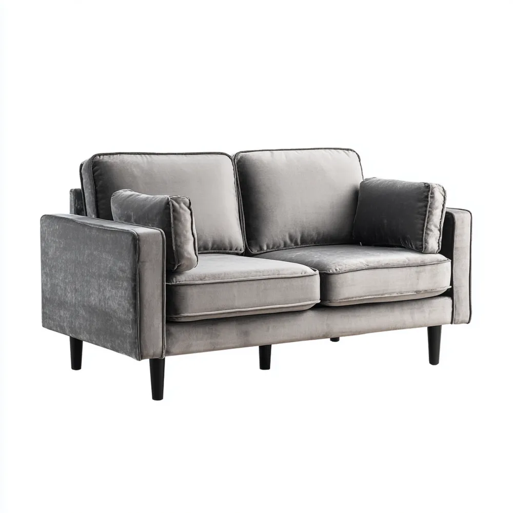 Divano due posti in velluto 140x80x85 cm - Grigio Chiaro