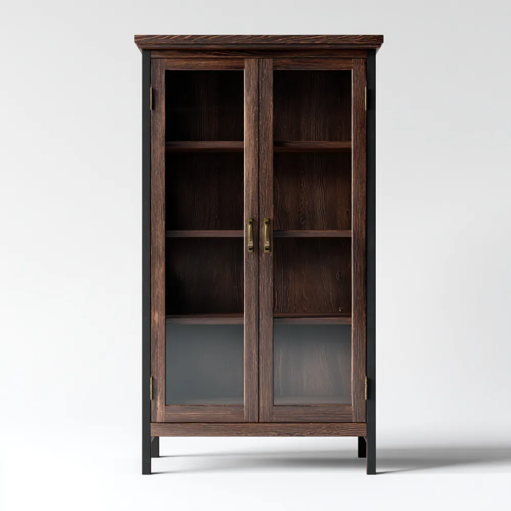 Vetrina in Legno 180x80x40 cm – Marrone – Design Classico