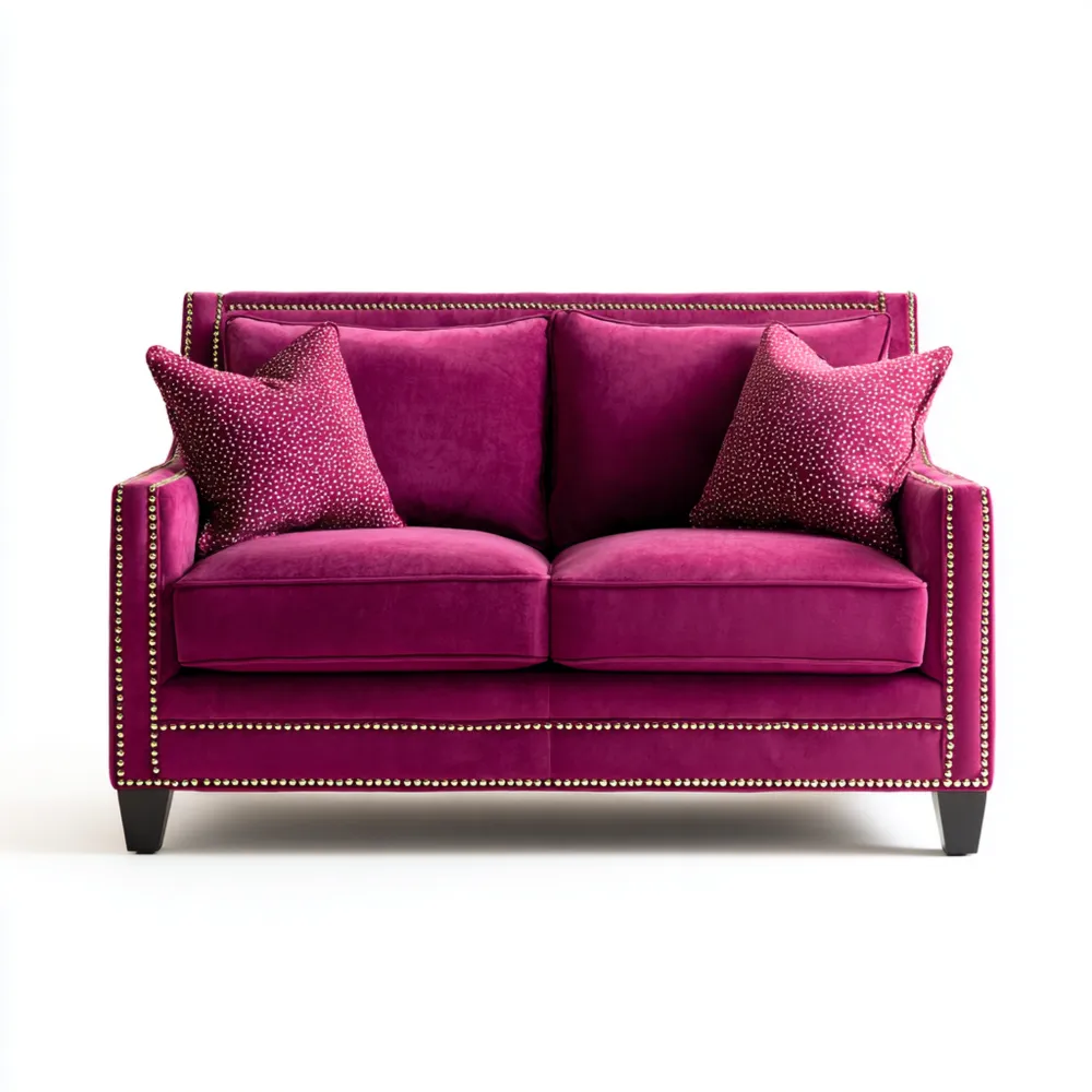 Divano due posti in velluto 150x90x85 cm - Viola - Design classico