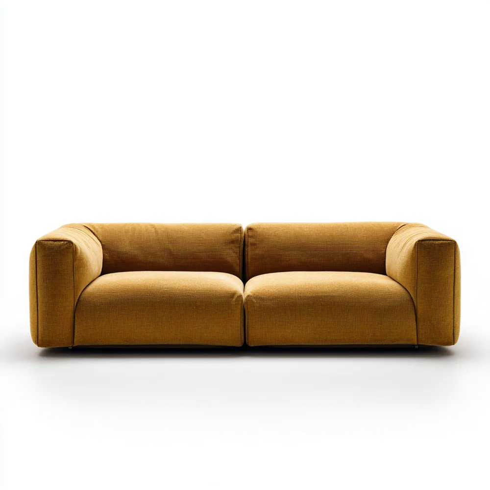 Divano due posti in tessuto 180x90x70 cm - Senape - Design moderno