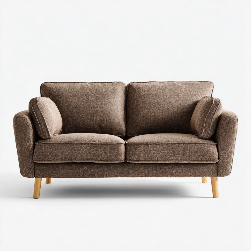 Divano due posti in tessuto 150x85x75 cm - Marrone - Design contemporaneo