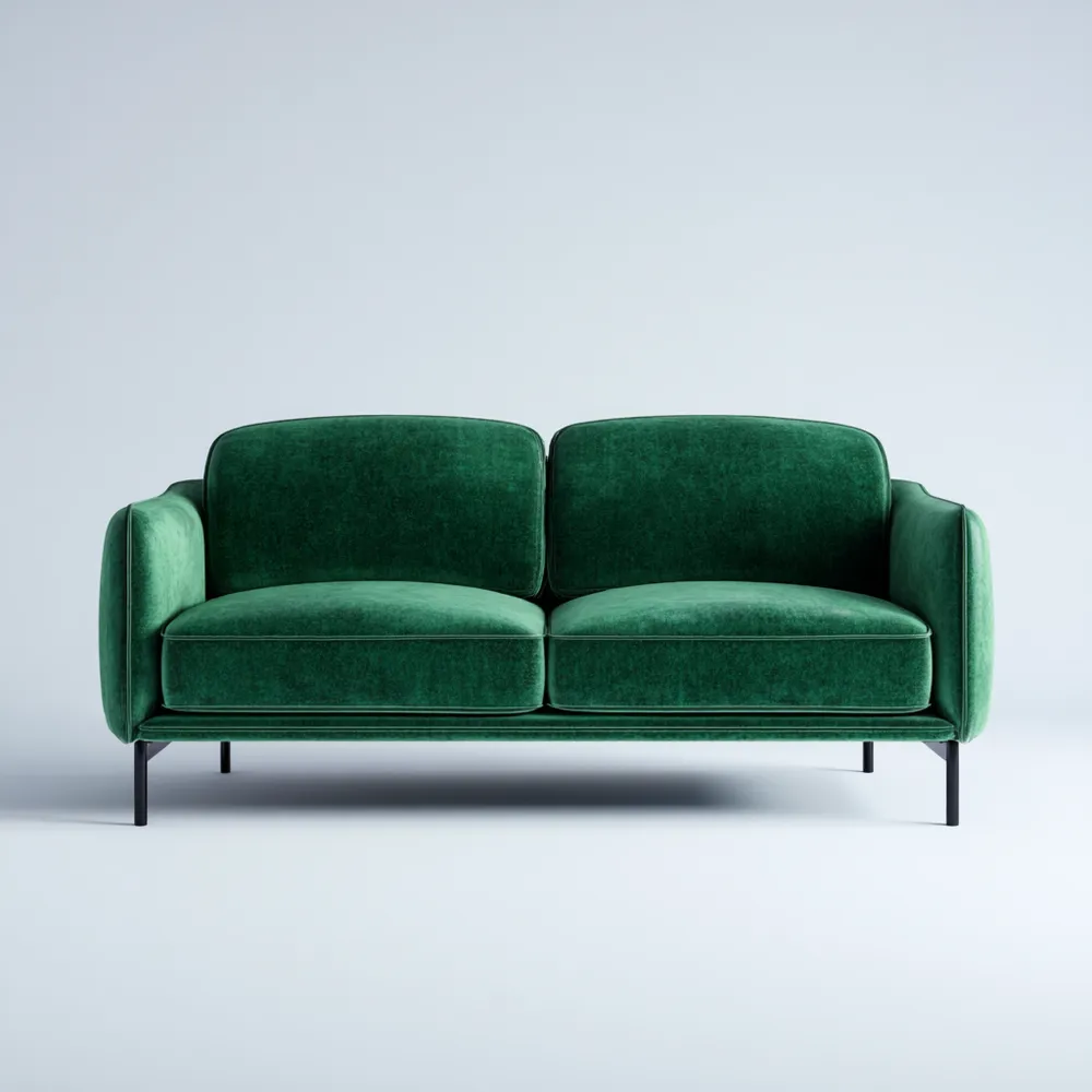 Divano due posti in velluto 150x85x90 cm - Verde Smeraldo - Design Contemporaneo