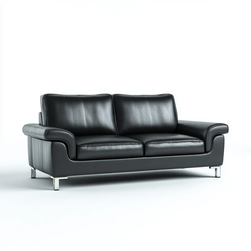 Divano due posti in pelle 150x85x90 cm - Nero - Design Moderno