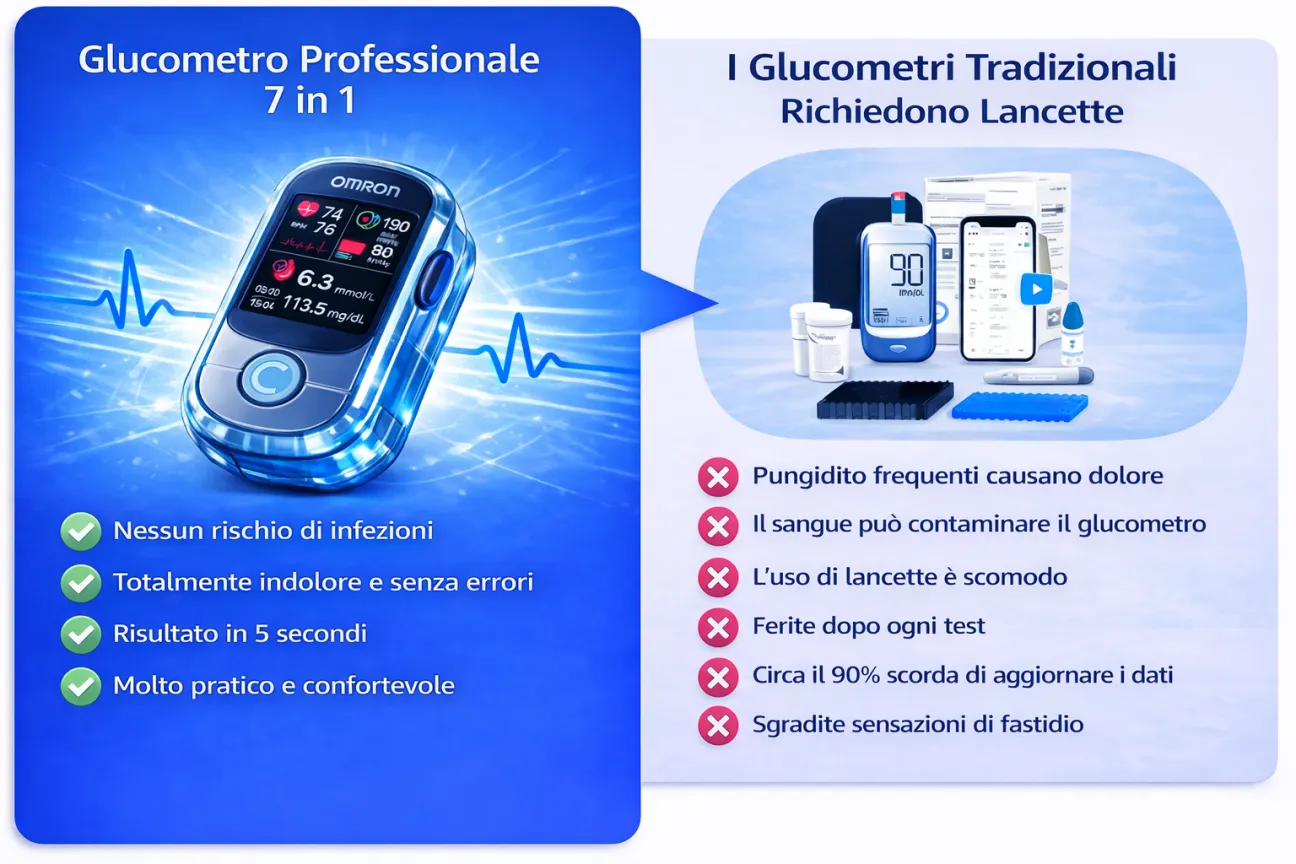 Basta aghi e dolore!🔥 | Omron™ glukometro non invasivo – controllo facile e preciso della glicemia, ovunque tu sia 🔥
