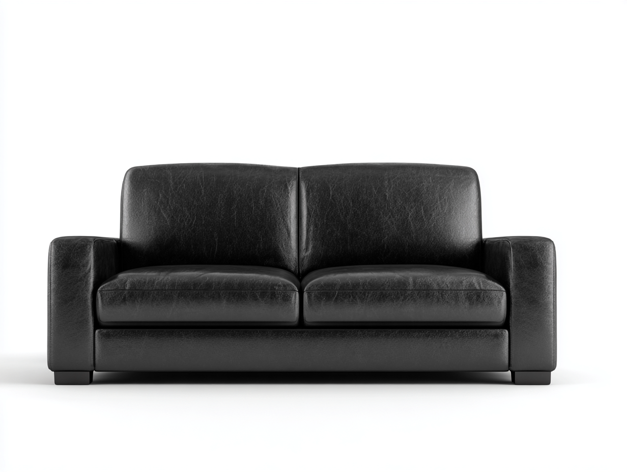 Sofá de 2 plazas de cuero 170x90x85cm - negro - para salón - diseño moderno