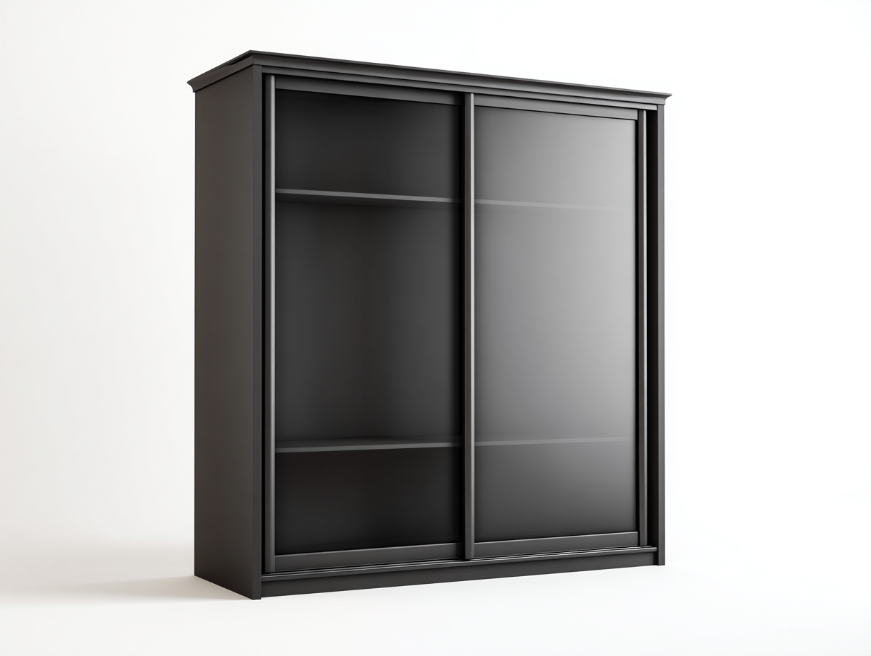 Armario con puertas correderas 180x60x200cm - negro - para dormitorio - diseño moderno