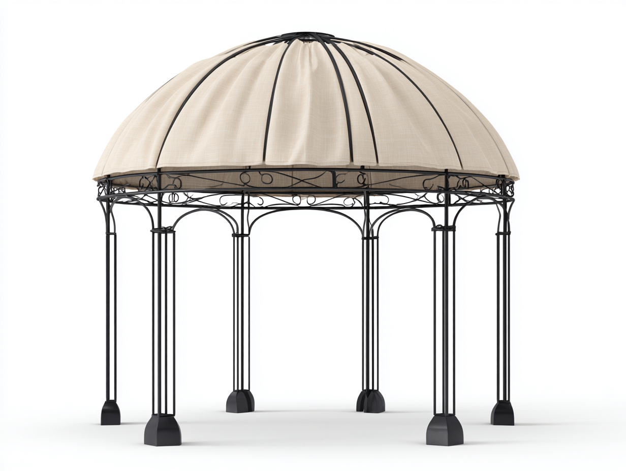 Gazebo de jardín metálico con techo textil 300x300x260cm - beige/negro - para jardín - estructura estable