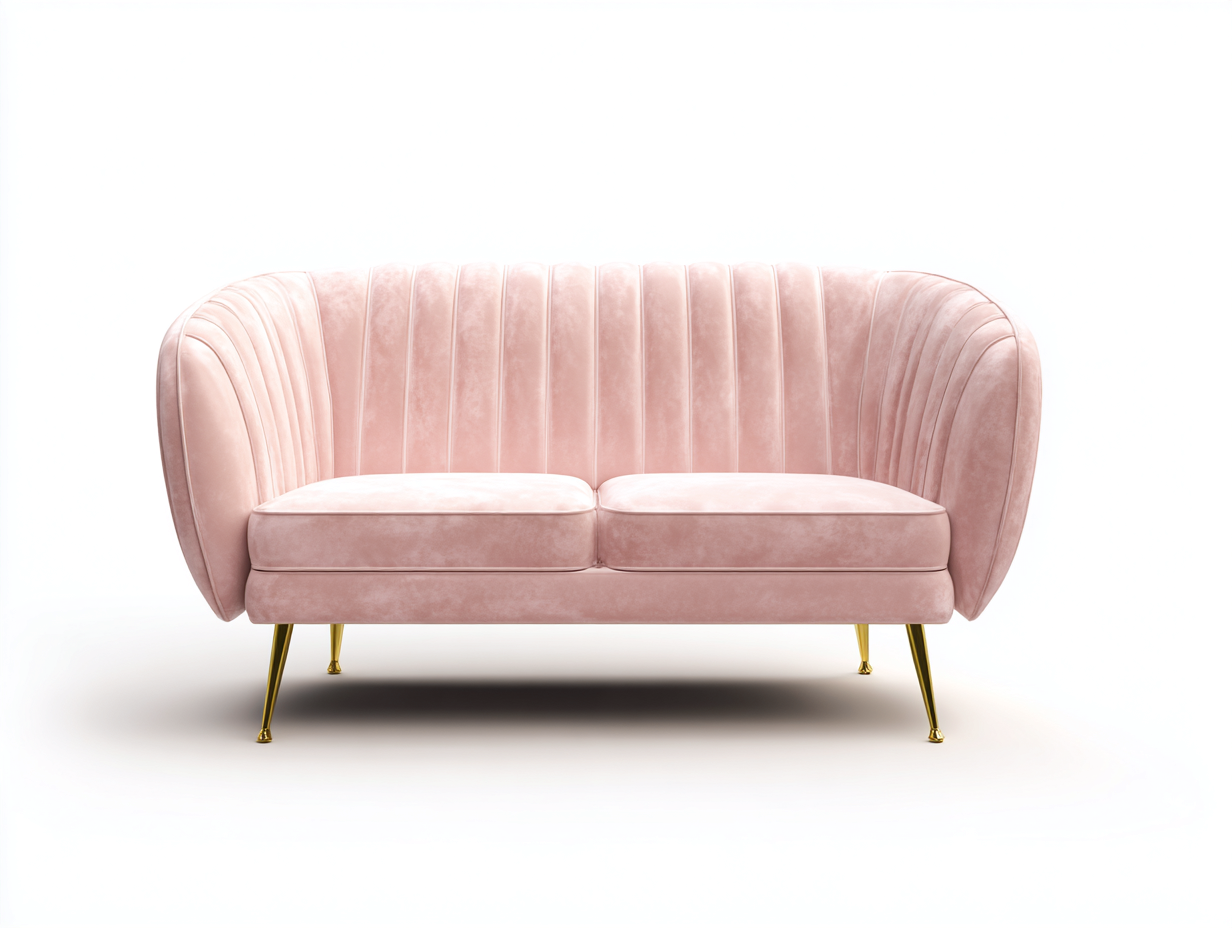 Sofá de 2 plazas de terciopelo 165x85x80cm - rosa claro - para salón - diseño elegante