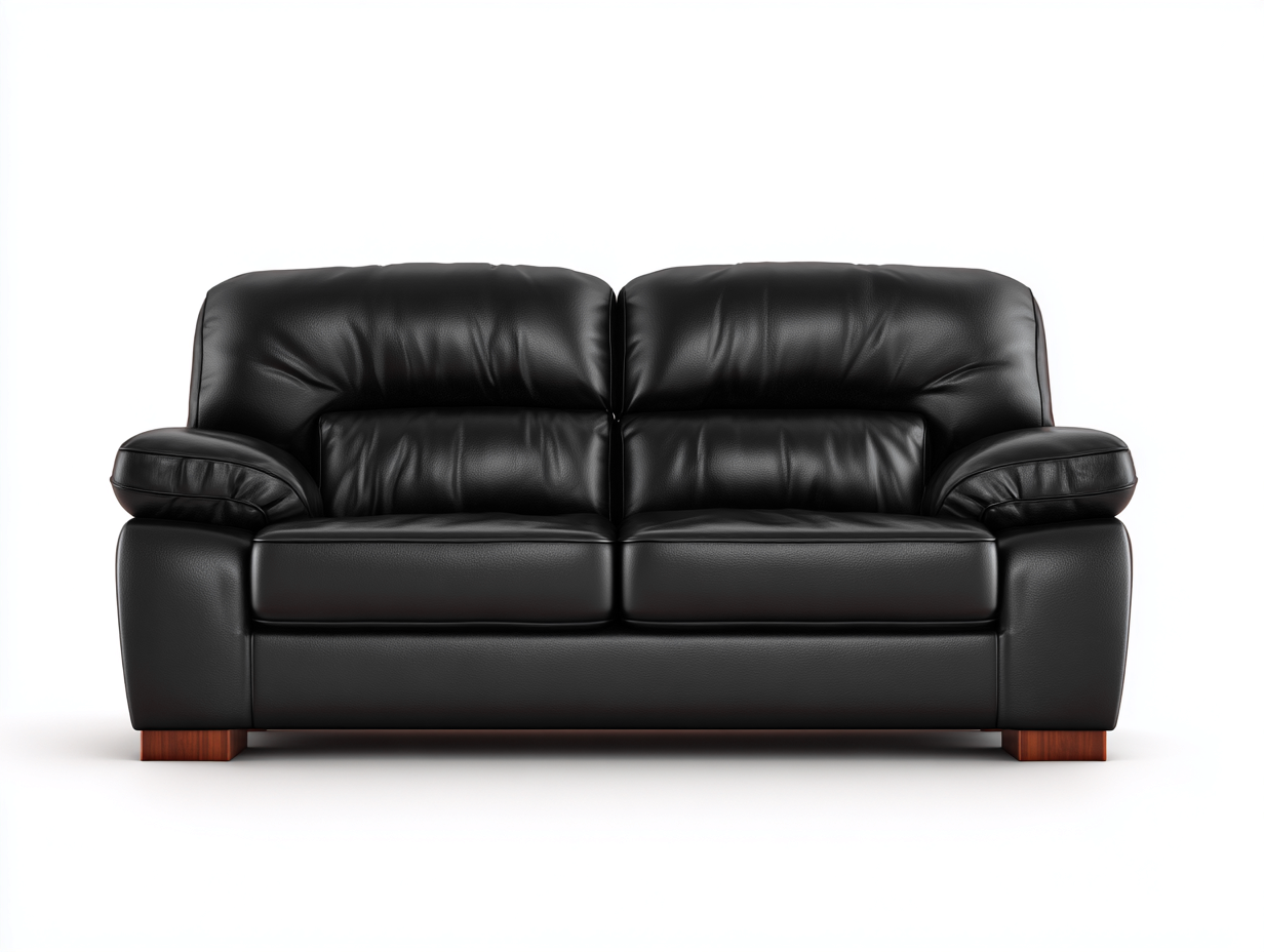 Sofá de 2 plazas de cuero 170x90x85cm - negro - para salón - confort clásico