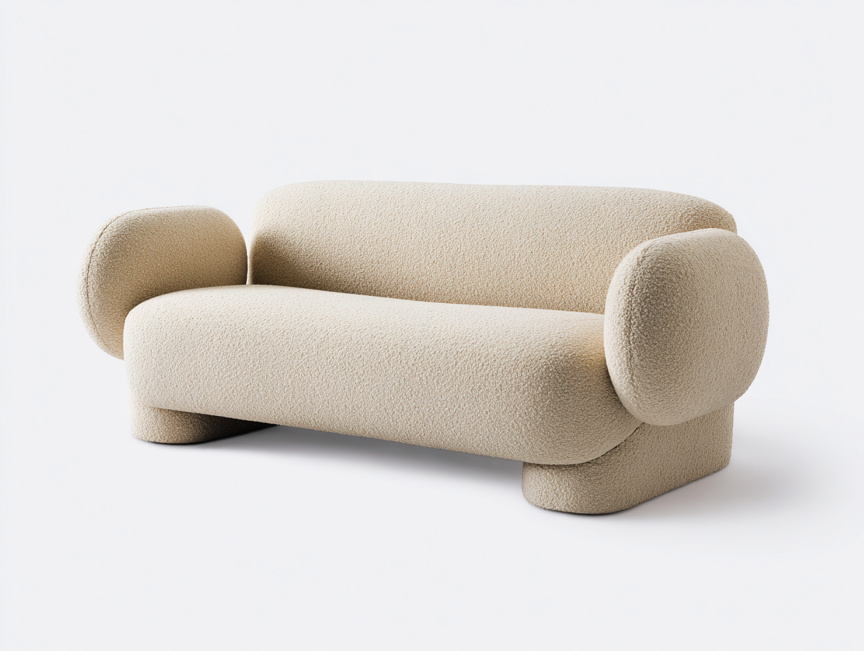 Sofá de  2 plaza stela bouclé 160x95x75cm - beige - para salón - diseño moderno