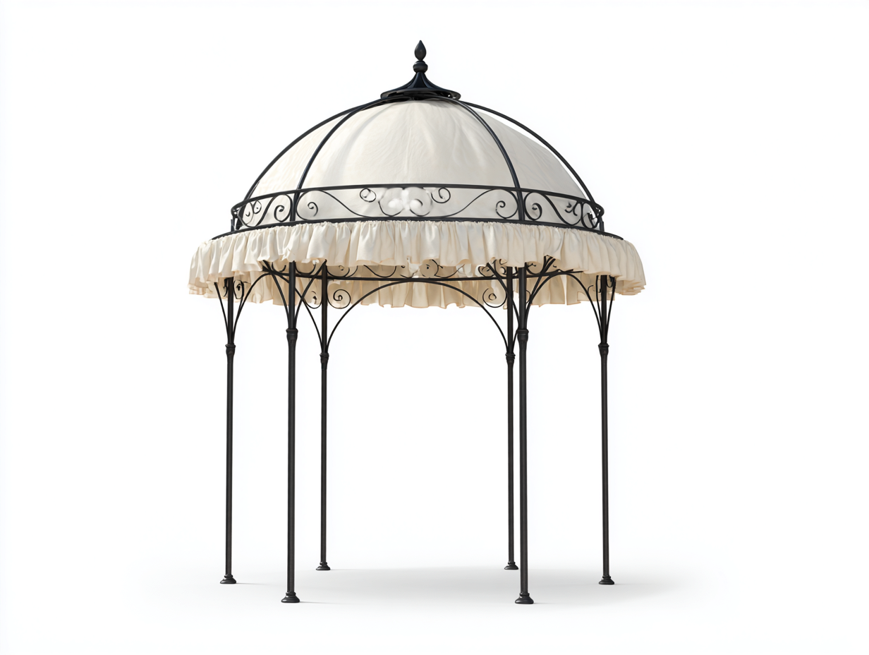 Gazebo de jardín de metal 220x220x30cm - negro/beige - para exterior - con techo textil