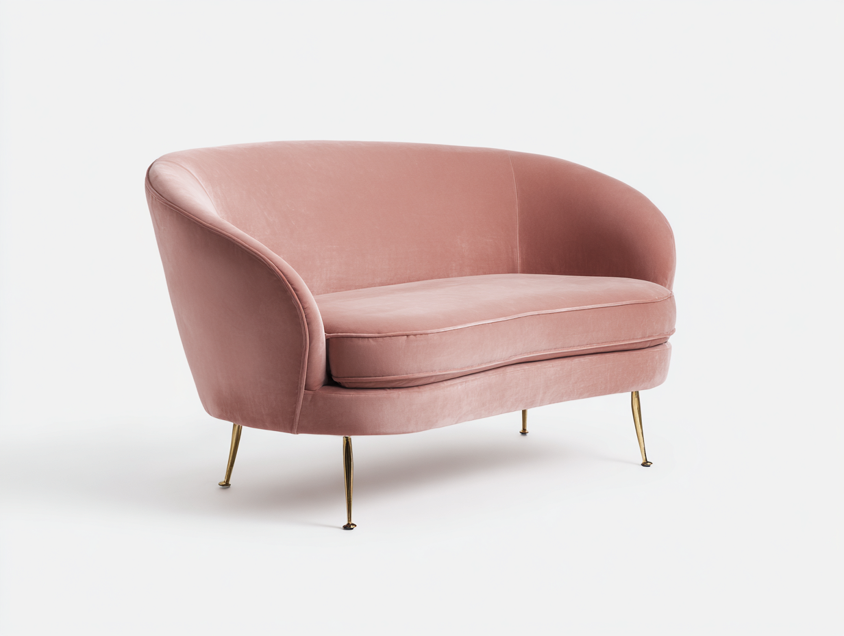 Sofá 2 plazas de terciopelo 155x75x80cm - rosa - para salón - diseño elegante