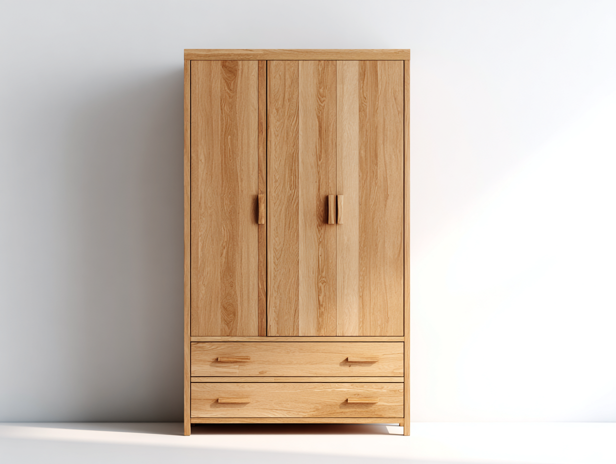 Armario de madera 100x55x190cm - roble claro - para dormitorio - con espacio de almacenamiento