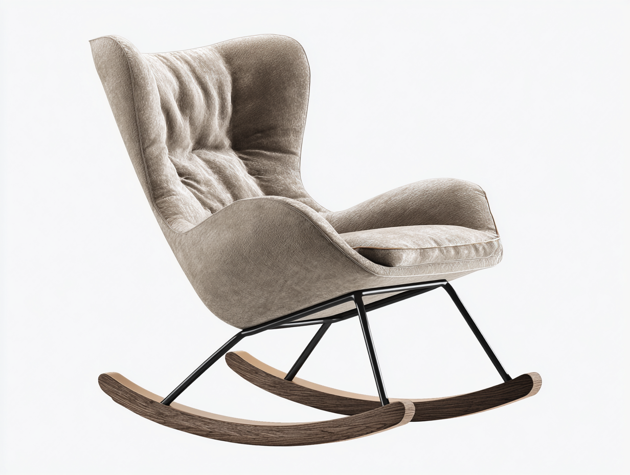 Mecedoras - tela-metal-madera - 94x73x99 cm - beige - estilo moderno-Casaupshop