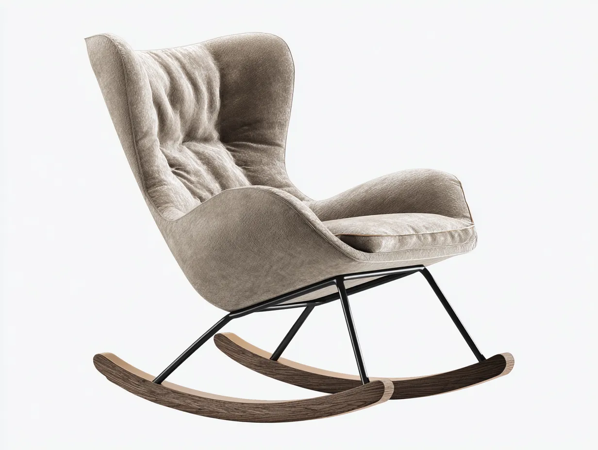 Mecedoras - tela-metal-madera - 94x73x99 cm - beige - estilo moderno-Casaupshop