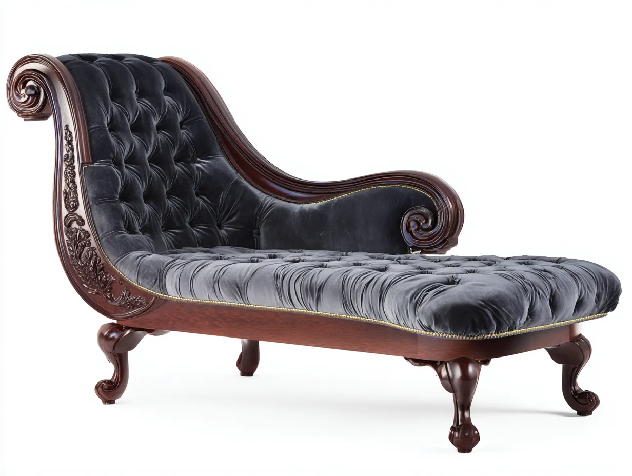 Chaise longue-terciopelo-madera-172x76x88 cm-gris oscuro-clásico-Casaupshop