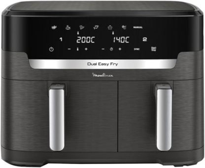 Freidora sin aceite Moulinex Dual Easy Fry XXL EZ942HF0 2700 W 11 L Negra con doble zona y control táctil-Cottauphut