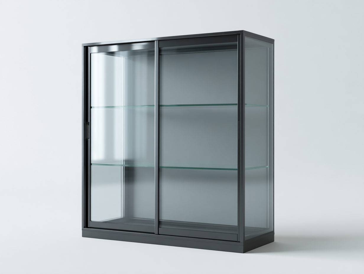 Vitrinas - metal-vidrio - 110x40x180 cm - negro - estilo contemporáneo-Cottauphut