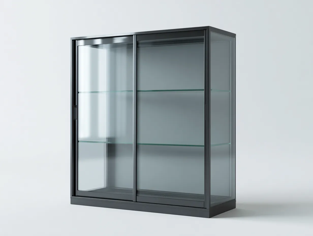 Vitrinas - metal-vidrio - 110x40x180 cm - negro - estilo contemporáneo-Cottauphut