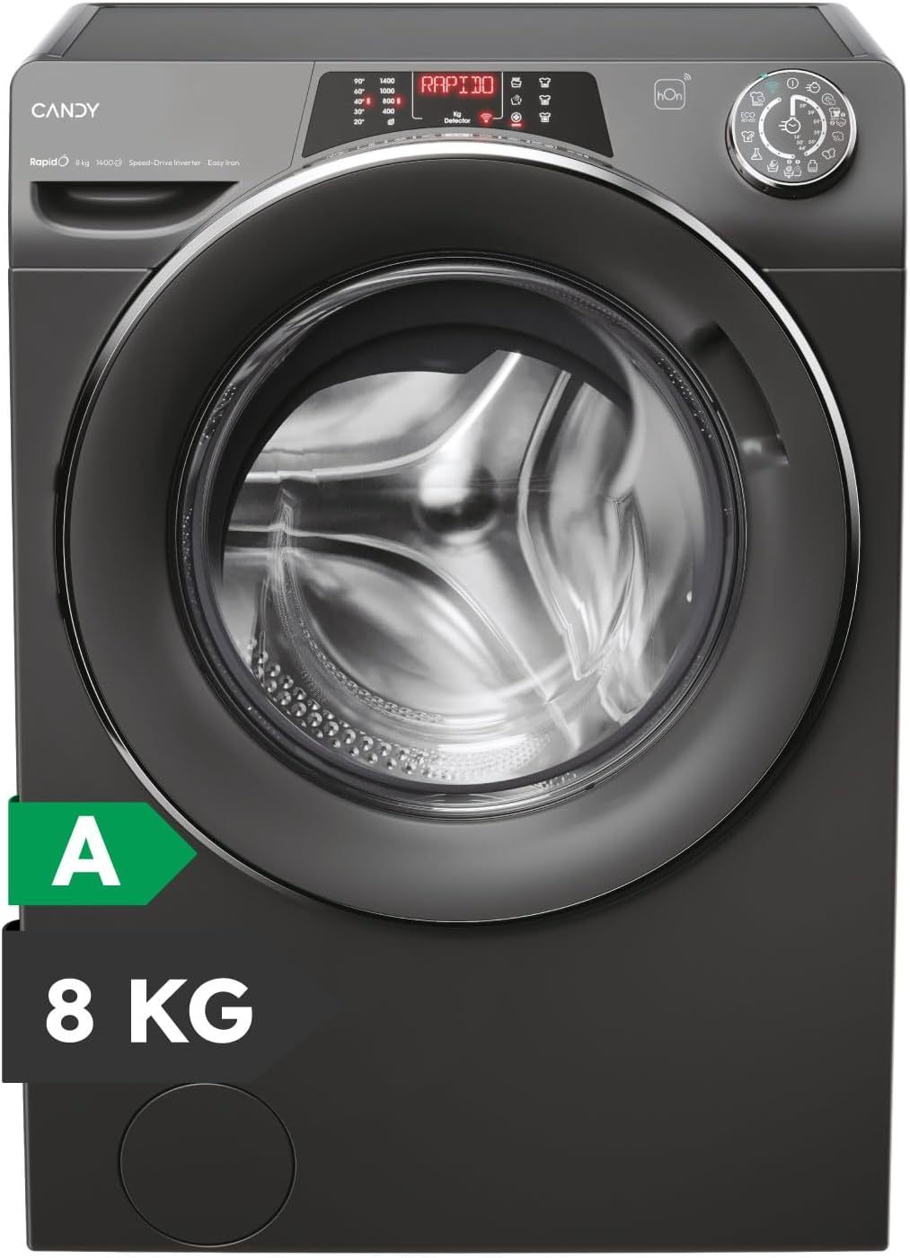 Candy RapidO RO1484DWMCRT1-S Lavadora 8 kg, 1400 RPM, Motor Inverter Speed Drive, WiFi + Bluetooth, 16 Ciclos, Función Vapor, Antracita-Cottauphut