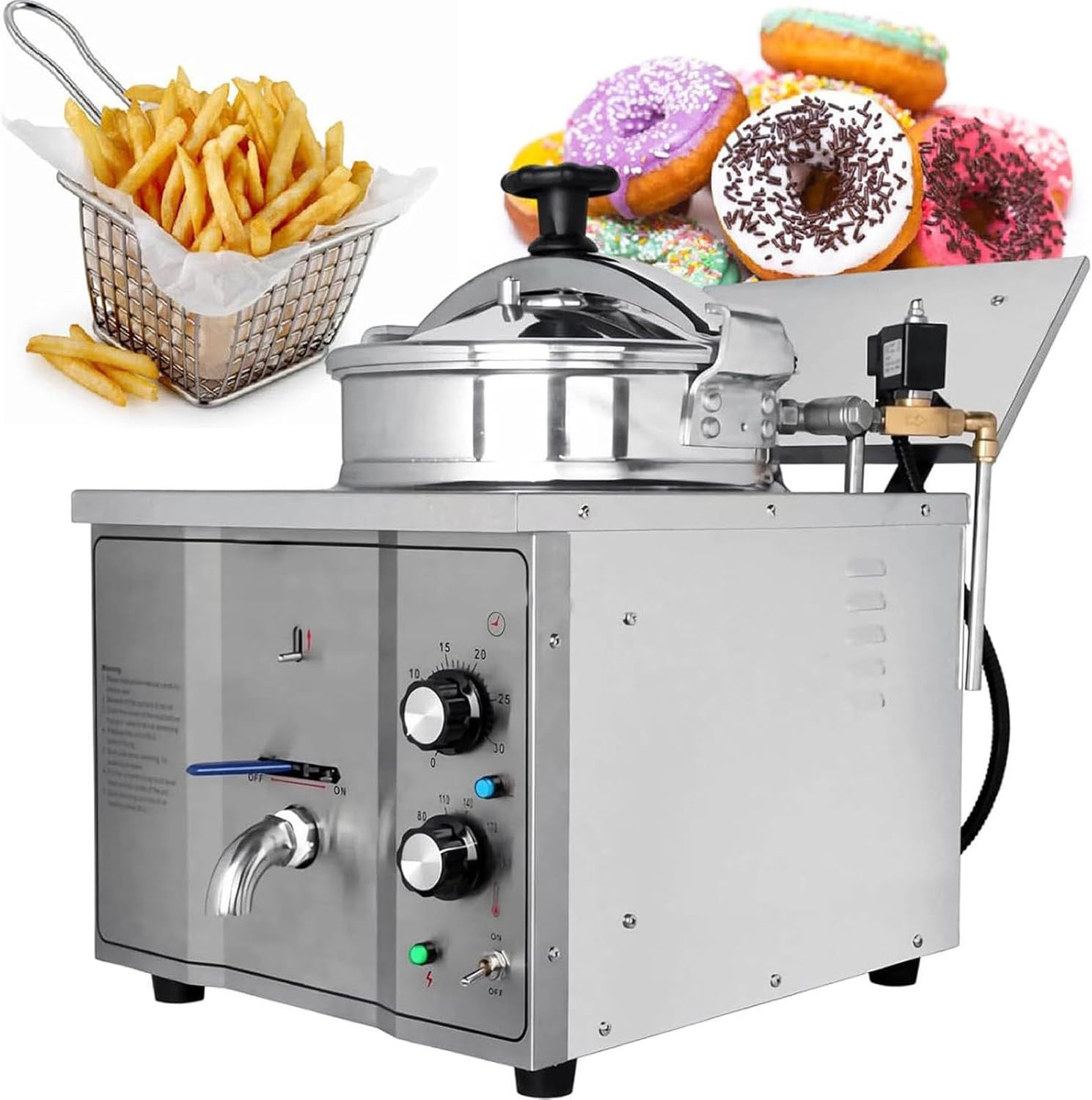 Freidora Comercial de Aire a Presión Eléctrica – Control de Temperatura, Acero Inoxidable, Para Cocina, Hogar y Restaurante, Modelo YCNLYSSR-Cottauphut