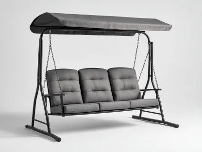 Silla colgante - Metal-Tejido - 215x132x182 cm - Gris oscuro/Negro - Estilo contemporáneo-Cottauphut