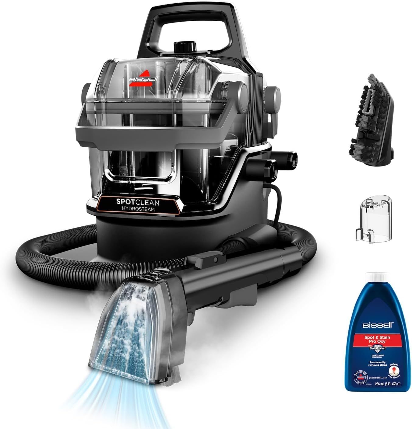 BISSELL SpotClean HydroSteam 3689N Aspiradora de Agua y Tapicería 1000W con Tecnología HydroSteam y Modo Vaporeta, 1,9L, para Alfombras, Sofás y Coche-Cottauphut