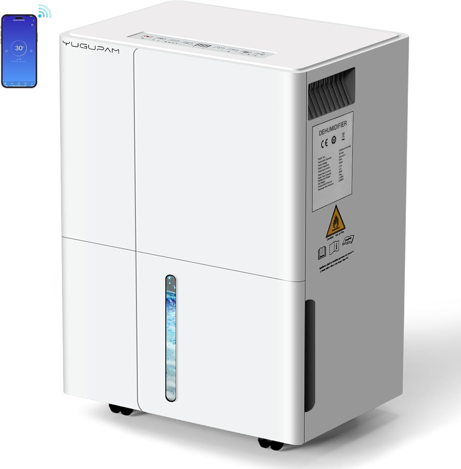 Deshumidificador Eléctrico 30L/día con WiFi App, 4 Modos, Purificación de Aire, Secado Automático, Temporizador y Drenaje Continuo, Depósito 4,7L-Cottauphut