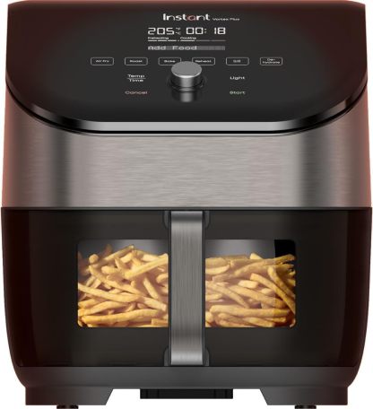 Instant Port Vortex Plus 6 en 1 – Freidora de Aire Digital, ClearCook, Función Asar, Recalentar, Hornear y Deshidratar, 5,7L, 1700W, Stainless Steel-Cottauphut
