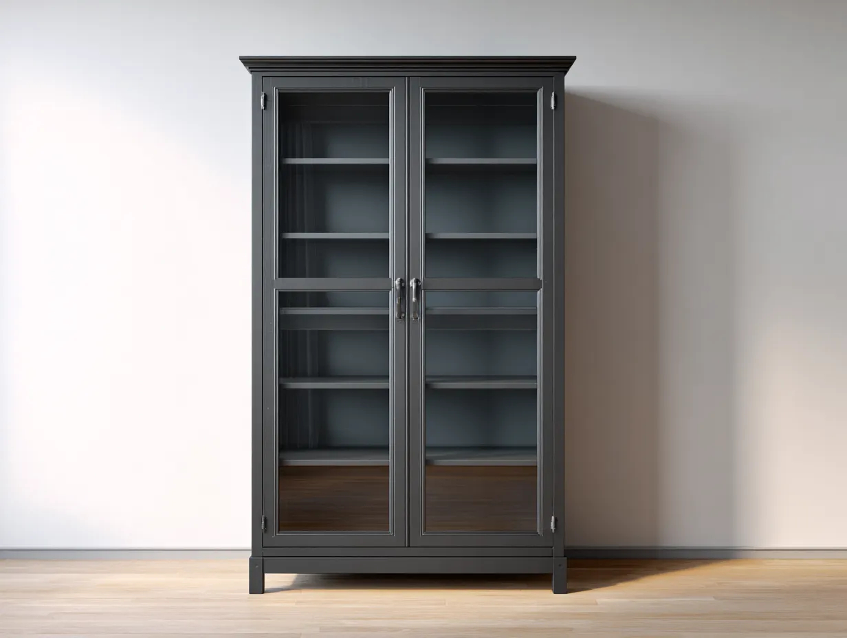 Vitrinas - madera-vidrio - 95x40x190 cm - negro - estilo clásico contemporáneo-Cottauphut