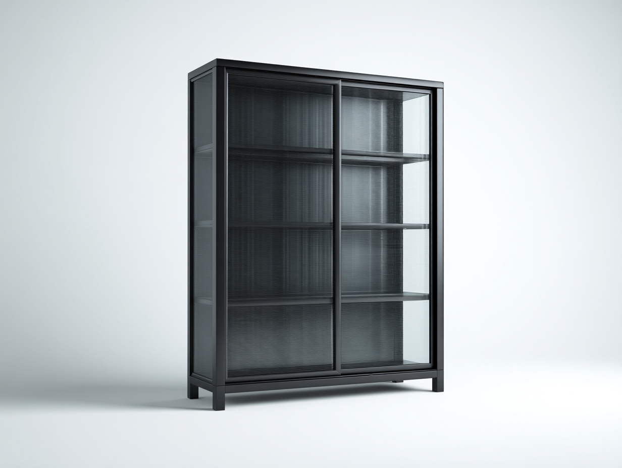 Vitrinas - metal-vidrio - 120x42x190 cm - negro - estilo contemporáneo-Cottauphut