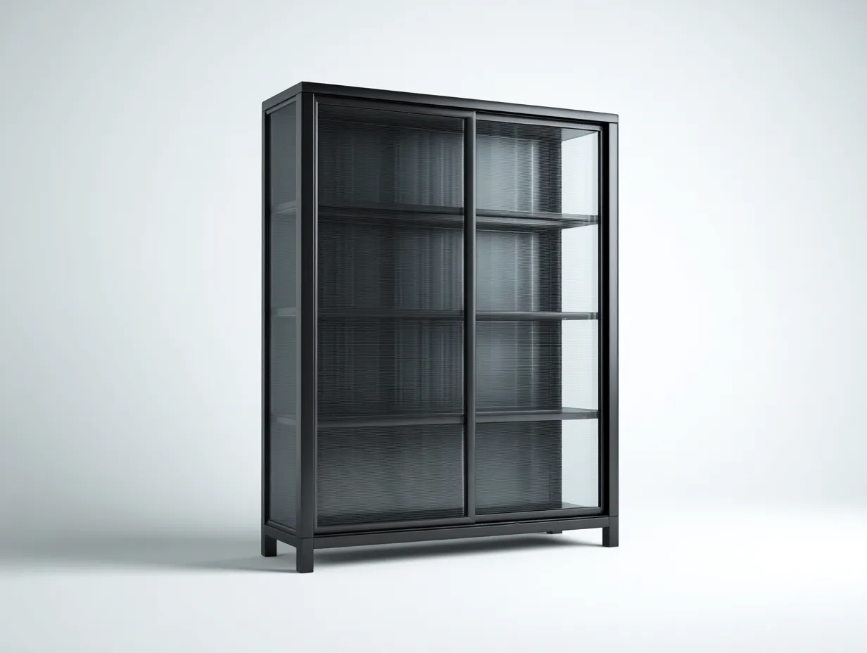 Vitrinas - metal-vidrio - 120x42x190 cm - negro - estilo contemporáneo-Cottauphut