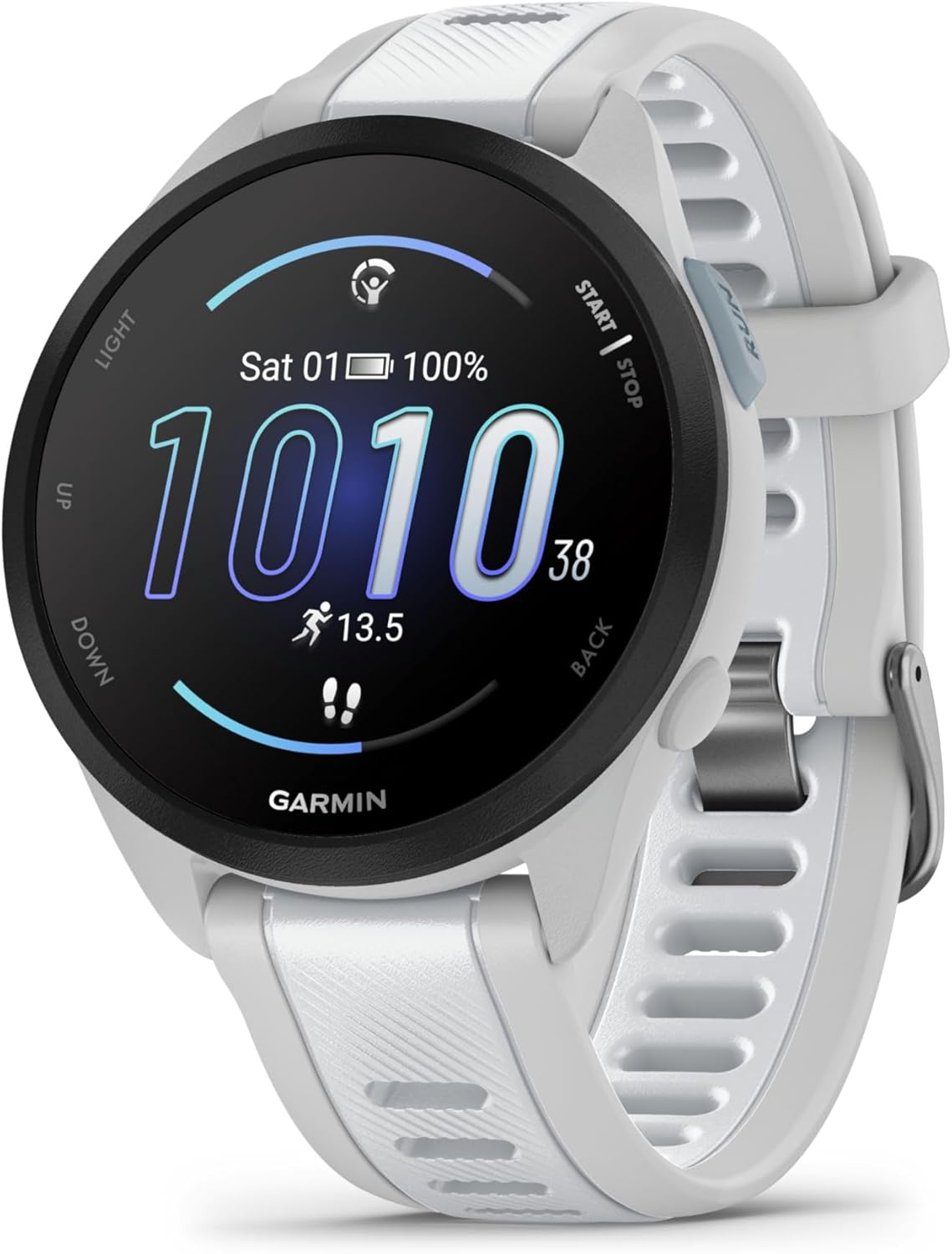 Garmin Forerunner 165 Reloj inteligente para correr con GPS integrado, pantalla táctil AMOLED 1,2", métricas optimizadas, planes de entrenamiento y Pay, hasta 11 días de autonomía, Blanco, reacondicionado-Cottauphut