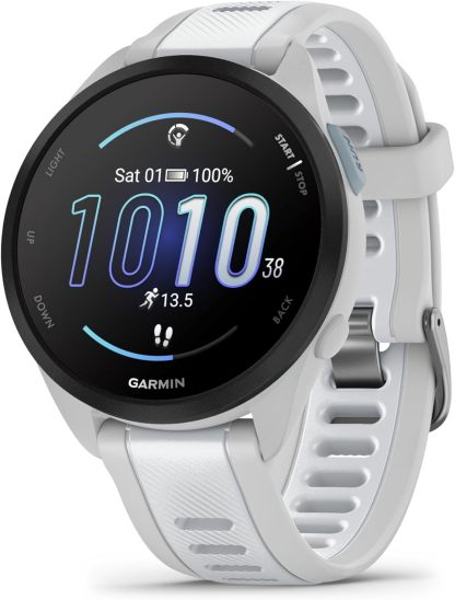 Garmin Forerunner 165 Reloj inteligente para correr con GPS integrado, pantalla táctil AMOLED 1,2", métricas optimizadas, planes de entrenamiento y Pay, hasta 11 días de autonomía, Blanco, reacondicionado-Cottauphut