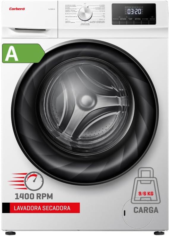Corberó CLSH96VIN Lavadora Secadora 9Kg/6Kg 1400RPM - Motor Inverter, 15 Programas, Vapor, ECO, Inicio Diferido, Puerta XXL, Blanca-Cottauphut
