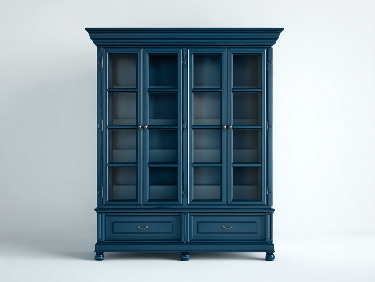 Vitrinas - madera-vidrio - 132x45x198 cm - azul oscuro - estilo clásico-Cottauphut