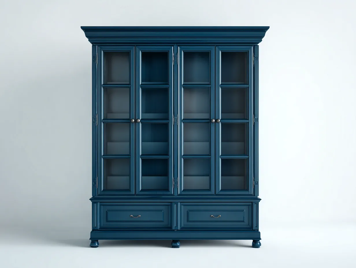 Vitrinas - madera-vidrio - 132x45x198 cm - azul oscuro - estilo clásico-Cottauphut