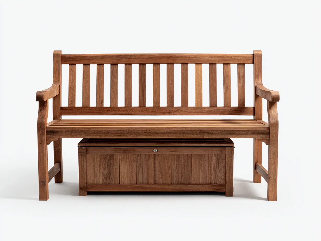 Bancos de jardín - madera - 140x62x90 cm - madera natural - estilo funcional exterior con almacenamiento-Cottauphut