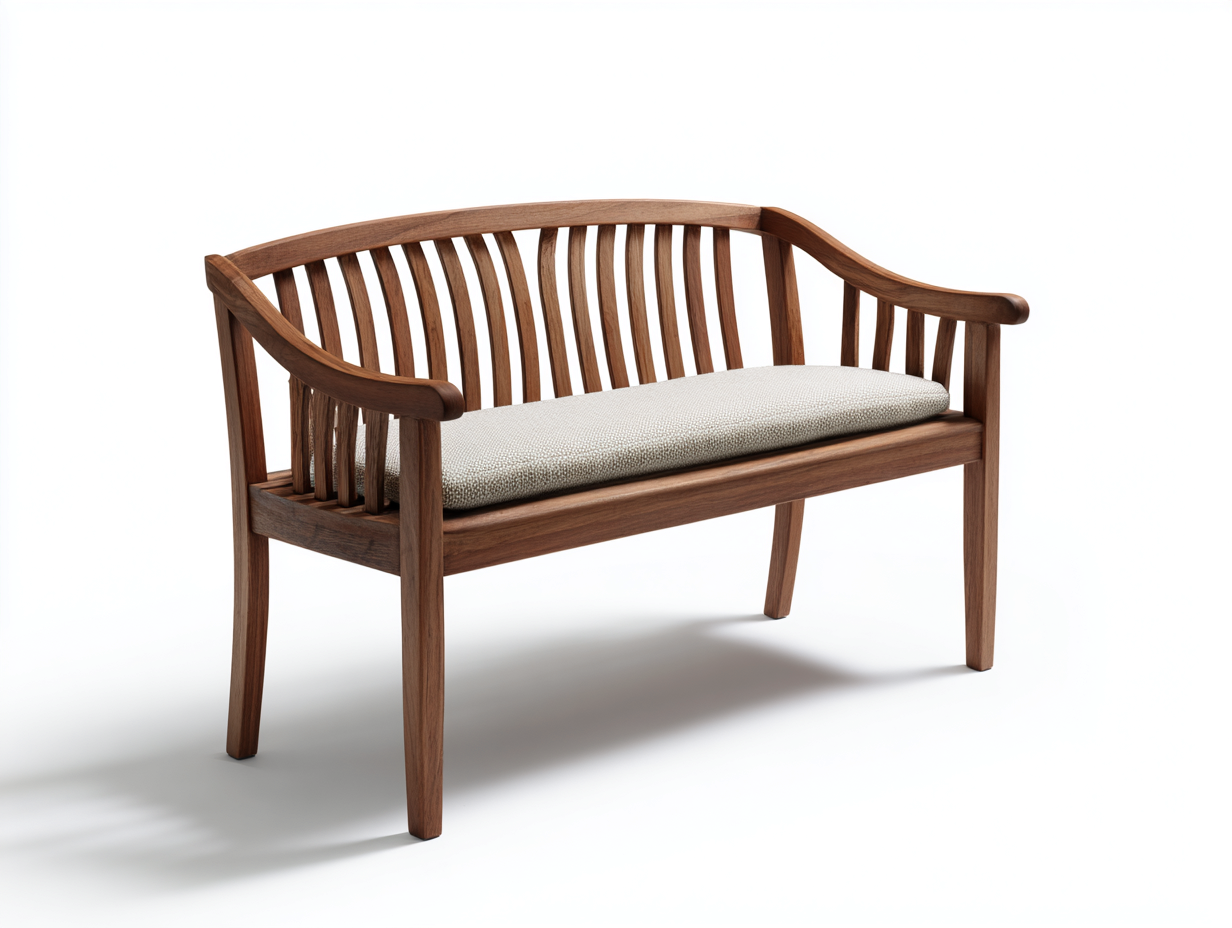 Bancos de jardín - madera-tejido - 138x58x86 cm - madera nogal/beige claro - estilo natural exterior-Cottauphut