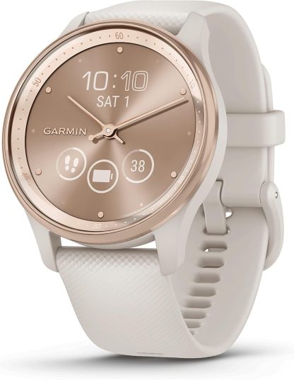 Garmin Vivomove Trend 40 mm Smartwatch híbrido elegante reacondicionado, diseño analógico con pantalla táctil 1,25", bisel de acero inoxidable, GPS integrado, Rose Gold Beige-Cottauphut