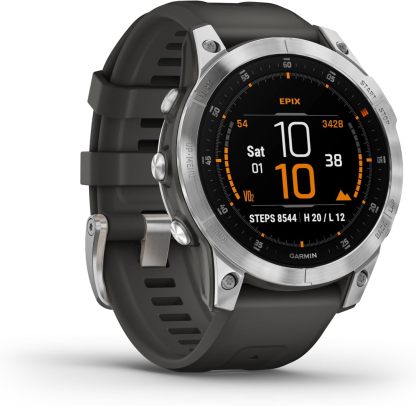 Garmin EPIX 2 Reloj GPS multideporte reacondicionado, pantalla táctil AMOLED 1,3", frecuencia cardíaca, mapas y música, 64 GB, hasta 16 días de batería, Plata Gris, TU EU-Cottauphut