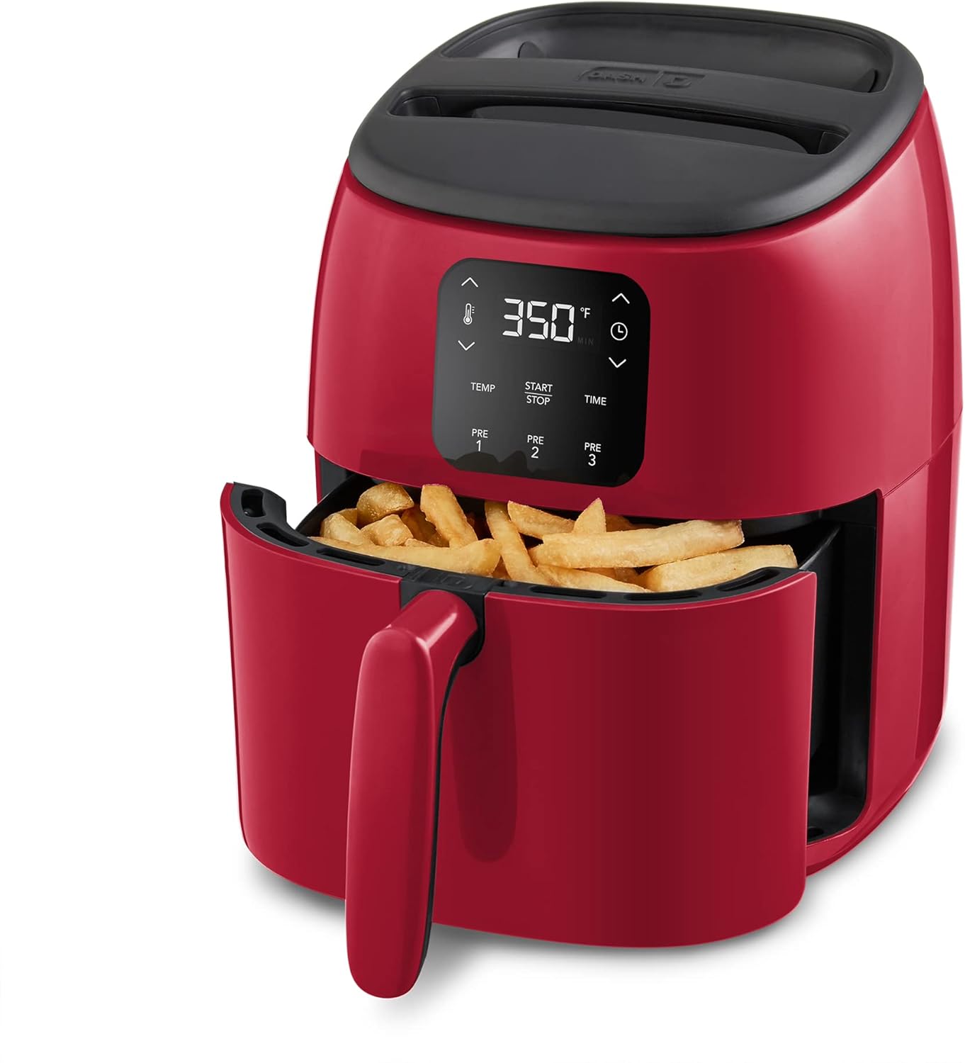 DASH Tasti-Crisp Freidora de Aire Eléctrica 2,6 Qt 1000W - Compacta Digital con Apagado Automático, Antiadherente, Rojo-Cottauphut