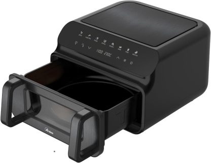 Ardes ARFRYA09GP FRIGGISANA GRILL 10L XXL Freidora de Aire y Parrilla BBQ 2000W Negra con Doble Resistencia, Ventana y Pantalla Digital-Cottauphut